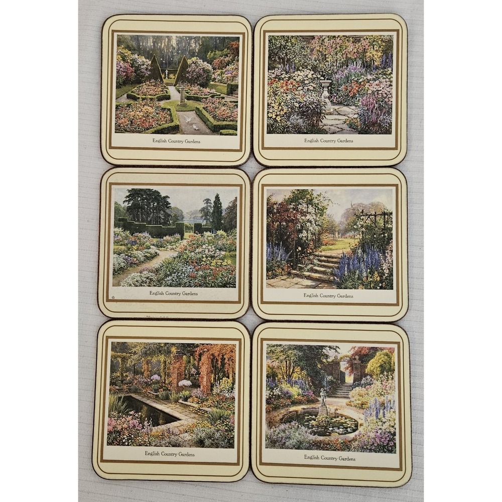 Vintage National Trust De Luxe Coasters by Pimpernel Set of‎ Six Cottage Garden
